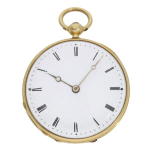 Swiss 18 carat gold miniature lépine watch with jasper case Circa 1820