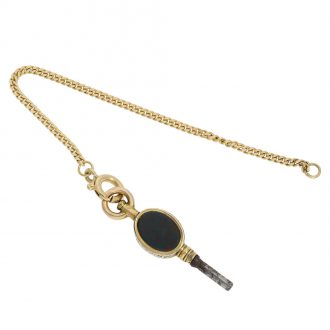 Swiss 18 carat gold miniature lépine watch with jasper case Circa 1820
