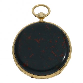 Swiss 18 carat gold miniature lépine watch with jasper case Circa 1820