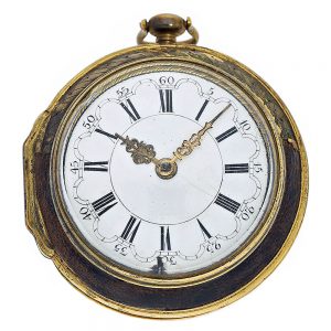 English brass verge pocket watch with leather case Circa 1700