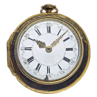 English brass verge pocket watch with leather case Circa 1700