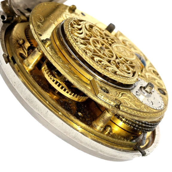 English pair cased verge watch with center seconds Circa 1781 English pair cased verge watch with center seconds Circa 1781