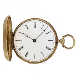 18 Carat gold and enamel full hunter cased watch Circa 1870