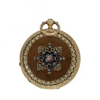 18 Carat gold and enamel full hunter cased watch Circa 1870