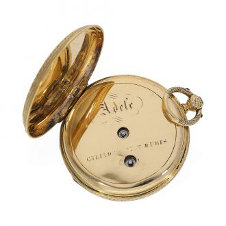 18 Carat gold and enamel full hunter cased watch Circa 1870