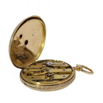 18 Carat gold and enamel full hunter cased watch Circa 1870