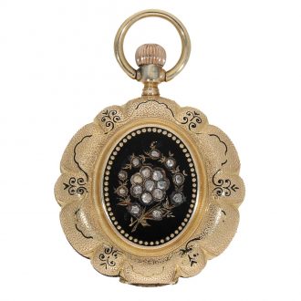 Swiss 14 carat gold and enamel full hunter cased watch Circa 1870