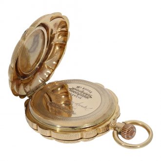 Swiss 14 carat gold and enamel full hunter cased watch Circa 1870