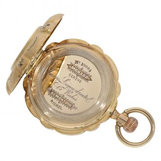 Swiss 14 carat gold and enamel full hunter cased watch Circa 1870