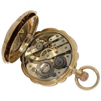 Swiss 14 carat gold and enamel full hunter cased watch Circa 1870
