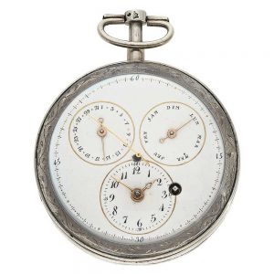 French rare verge pocket watch with triple date Circa 1800