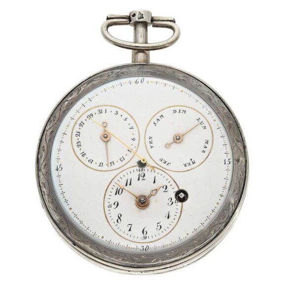 French rare verge pocket watch with triple date Circa 1800 French rare verge pocket watch with triple date Circa 1800