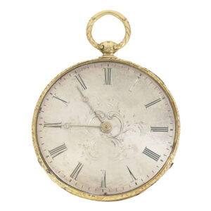 Swiss thin 18 Carat gold enamel Lépine caliber Bagnolet Circa 1850