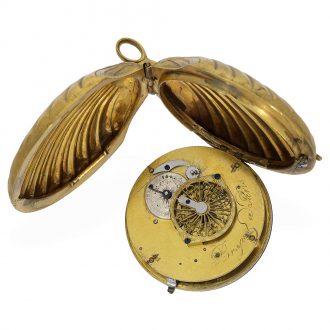 Exceptionally large French form watch in shell shape Circa 1820
