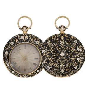 Swiss 18 carat gold and enamel cylinder watch Circa 1830