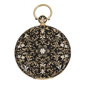 Swiss 18 carat gold and enamel cylinder watch Circa 1830
