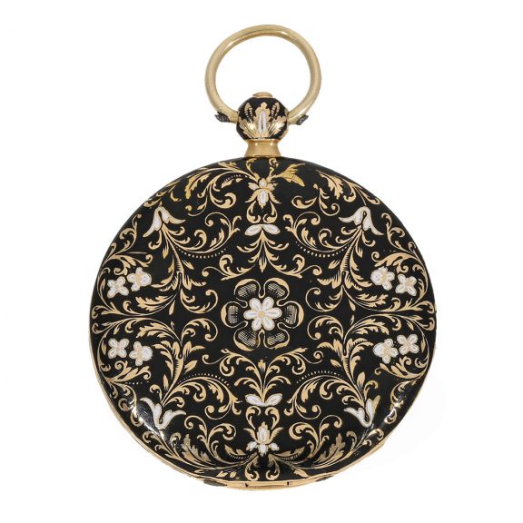 Swiss 18 carat gold and enamel cylinder watch Circa 1830 Swiss 18 carat gold and enamel cylinder watch Circa 1830