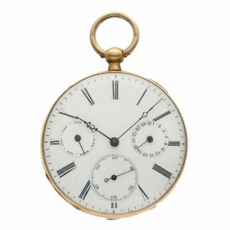 Swiss 18 Carat gold lever watch with calendar and seconds Circa 1850