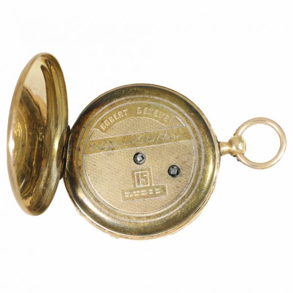 Swiss 18 Carat gold lever watch with calendar and seconds Circa 1850 Swiss 18 Carat gold lever watch with calendar and seconds Circa 1850