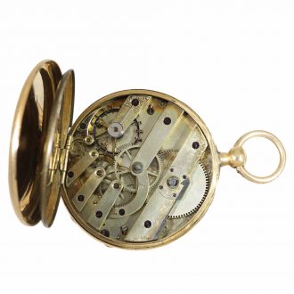 Swiss 18 Carat gold lever watch with calendar and seconds Circa 1850