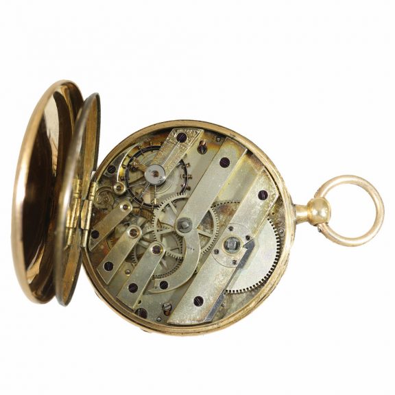 Swiss 18 Carat gold lever watch with calendar and seconds Circa 1850 Swiss 18 Carat gold lever watch with calendar and seconds Circa 1850