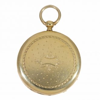 Swiss 18 Carat gold lever watch with calendar and seconds Circa 1850