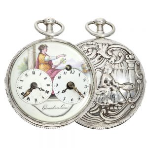 Swiss extravagant pocket watch with two time zones Circa 1800