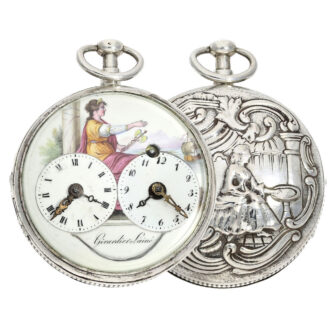 Swiss extravagant pocket watch with two time zones Circa 1800 Swiss extravagant pocket watch with two time zones Circa 1800