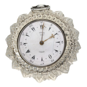 English large silver pocket watch with unusual outer case Circa 1813