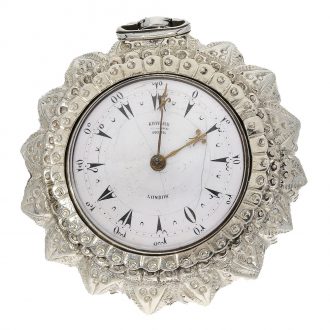 English large silver pocket watch with unusual outer case Circa 1813