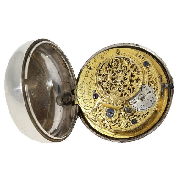 English large silver pocket watch with unusual outer case Circa 1813 English large silver pocket watch with unusual outer case Circa 1813