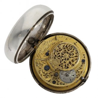 English large silver pocket watch with unusual outer case Circa 1813