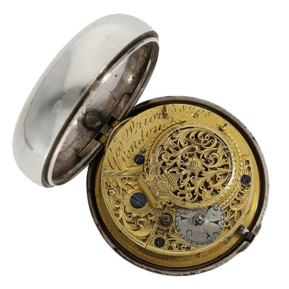 English large silver pocket watch with unusual outer case Circa 1813 English large silver pocket watch with unusual outer case Circa 1813