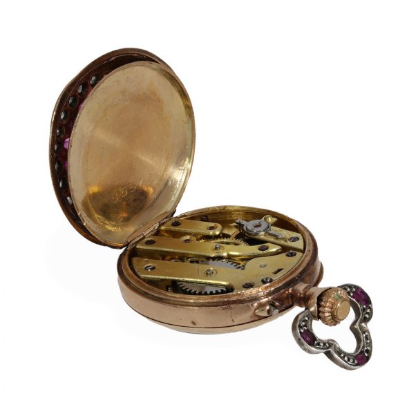 Swiss 18 Carat gold watch with high quality stone setting Circa 1890 Swiss 18 Carat gold watch with high quality stone setting Circa 1890