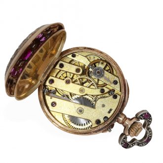 Swiss 18 Carat gold watch with high quality stone setting Circa 1890 Swiss 18 Carat gold watch with high quality stone setting Circa 1890