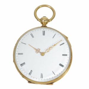 French 18 carat gold watch with hours and quarter repeater Circa 1850