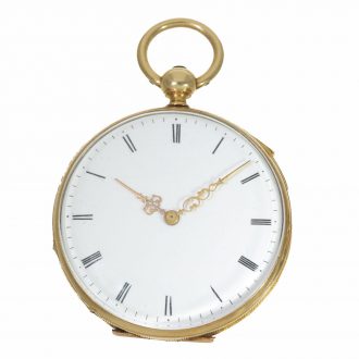 French 18 carat gold watch with hours and quarter repeater Circa 1850