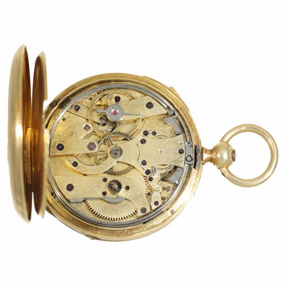 French 18 carat gold watch with hours and quarter repeater Circa 1850 French 18 carat gold watch with hours and quarter repeater Circa 1850