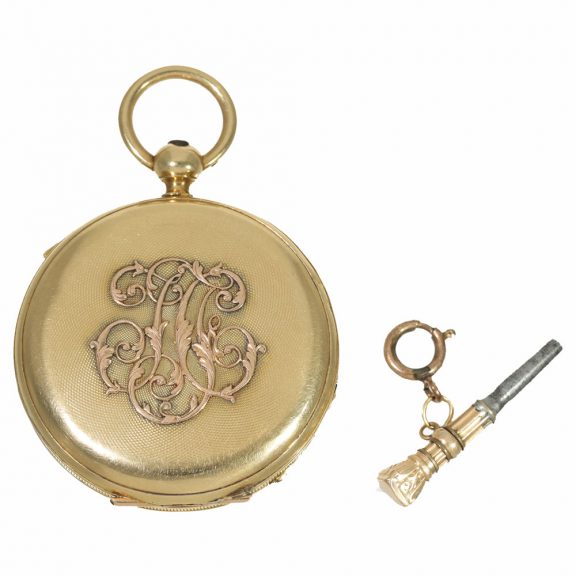French 18 carat gold watch with hours and quarter repeater Circa 1850 French 18 carat gold watch with hours and quarter repeater Circa 1850