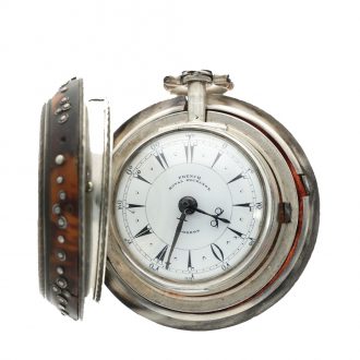 English silver three cased verge pocket watch Circa 1825