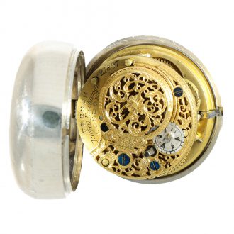 English silver three cased verge pocket watch Circa 1825