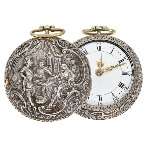 German verge with repoussé case and hallmarks Circa 1781 German verge with repoussé case and hallmarks Circa 1781