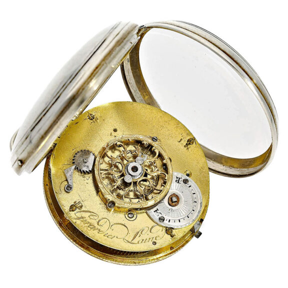 Swiss silver watch with calendar and enamel painting Circa 1780 Swiss silver watch with calendar and enamel painting Circa 1780