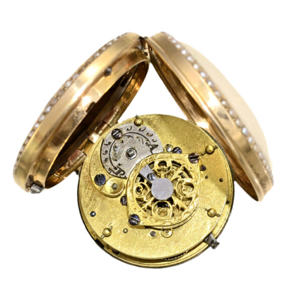 French gold miniature verge with pearls Circa 1790 French gold miniature verge with pearls Circa 1790
