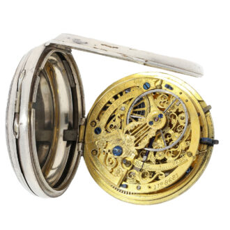 A unique, artistically skeletonized movement with chain/fusee, exceptionally large balance and early English anchor escapement.