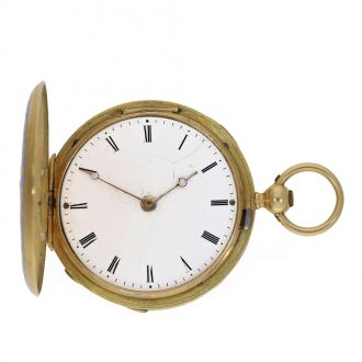 Swiss 18 carat gold and enamel hunting cased watch Circa 1830