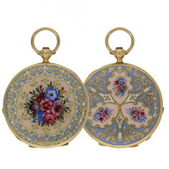 Swiss 18 carat gold and enamel hunting cased watch Circa 1830