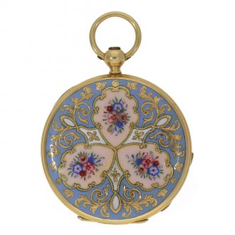 Swiss 18 carat gold and enamel hunting cased watch Circa 1830