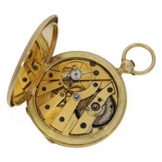 Swiss 18 carat gold and enamel hunting cased watch Circa 1830