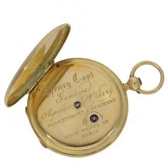 Swiss 18 carat gold and enamel hunting cased watch Circa 1830